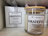 Inspirational Glass Candle; GRATEFUL