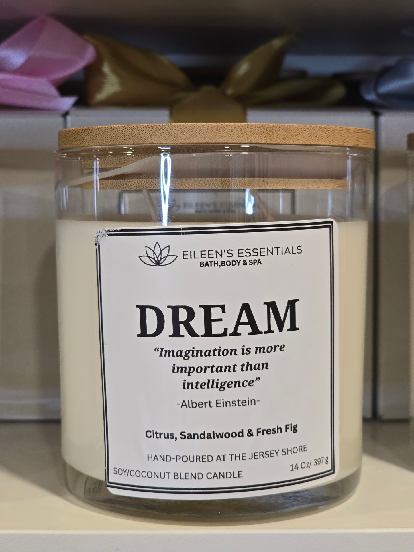 Inspirational Glass Candle; DREAM