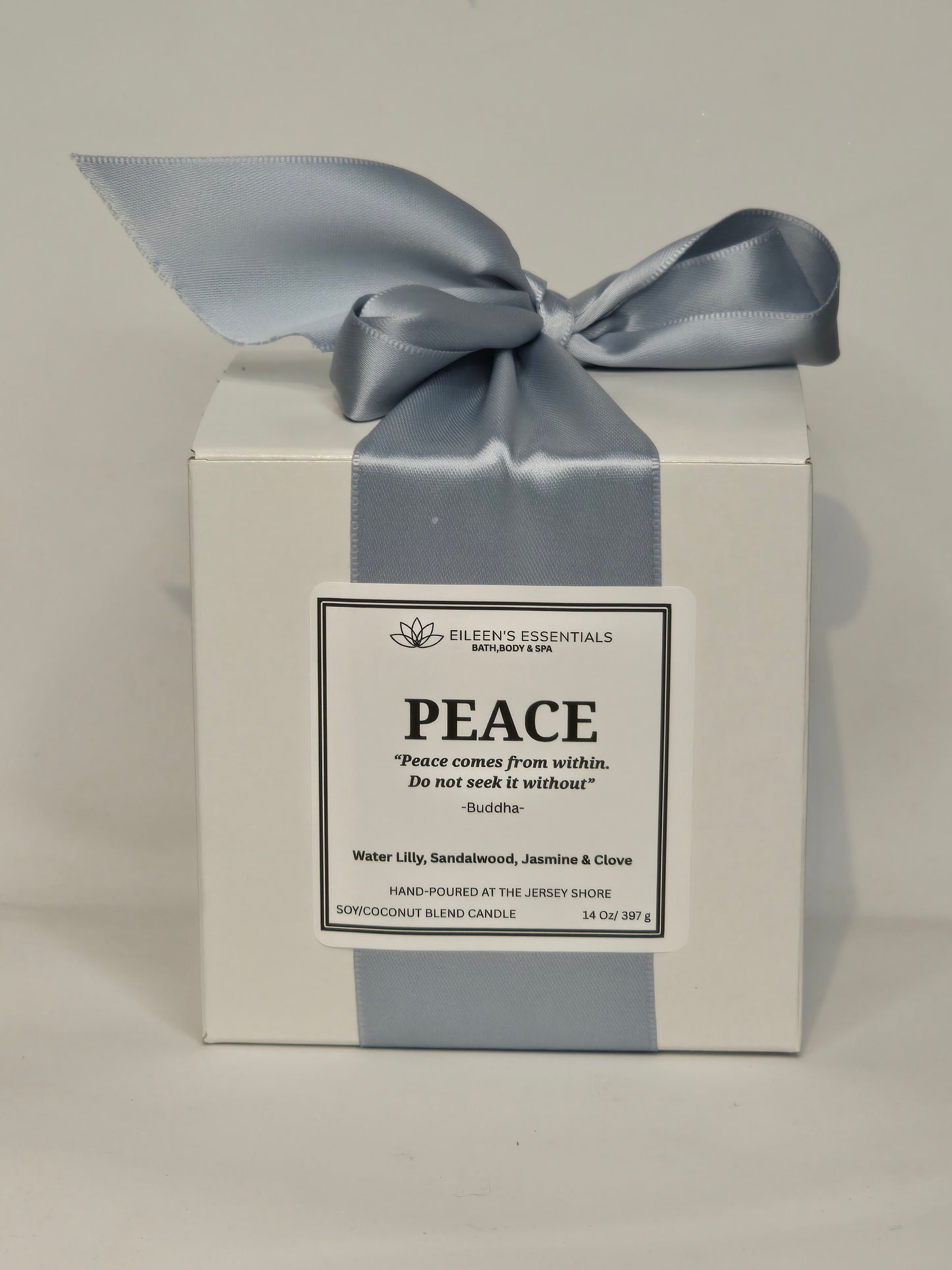 Inspirational Glass Candle; PEACE