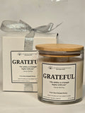 Inspirational Glass Candle; GRATEFUL