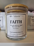 Inspirational Glass Candle; FAITH