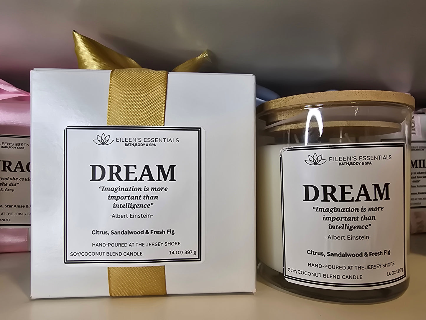 Inspirational Glass Candle; DREAM