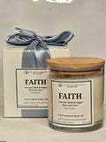 Inspirational Glass Candle; FAITH
