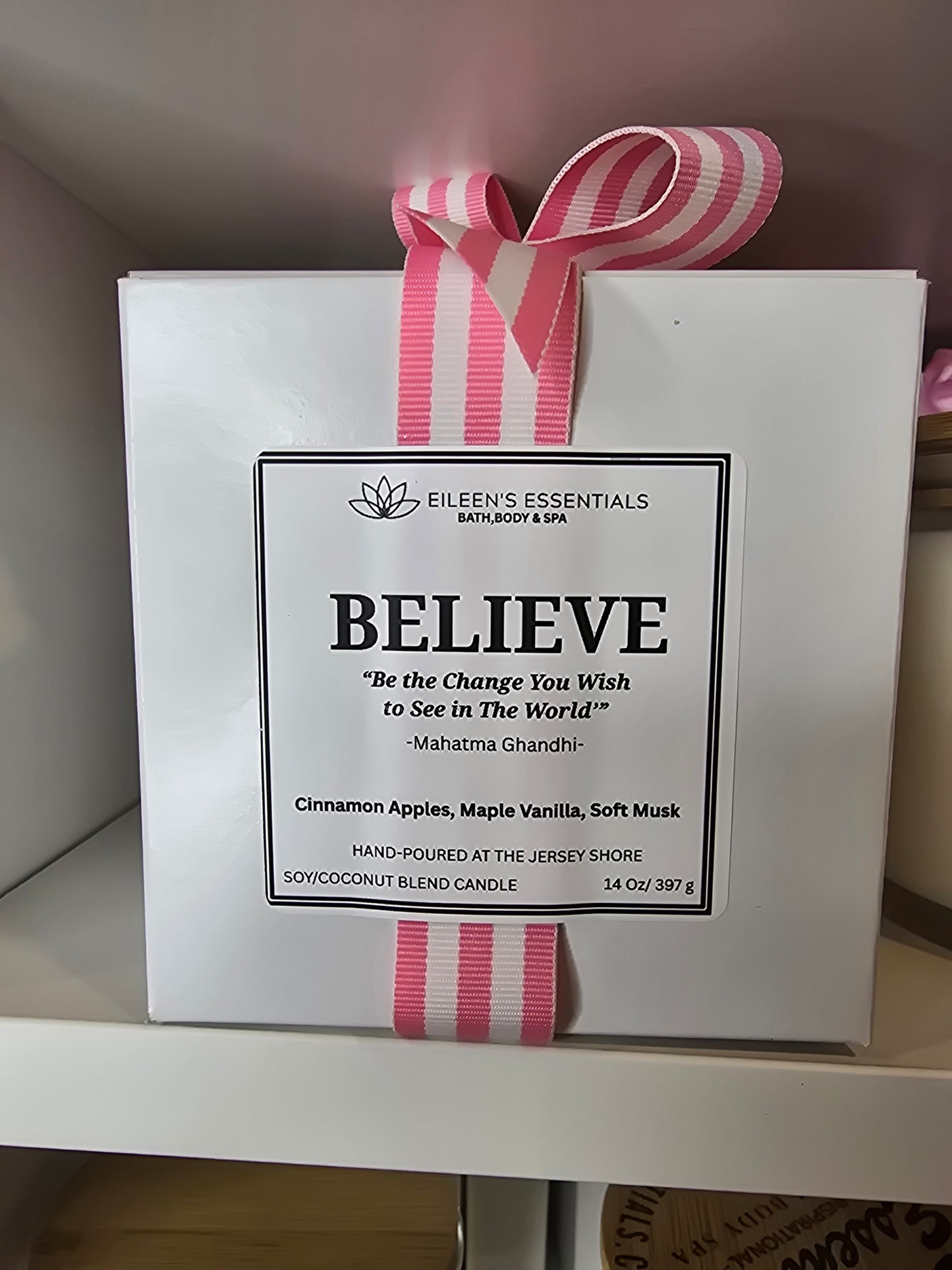Inspirational Glass Candle; BELIEVE