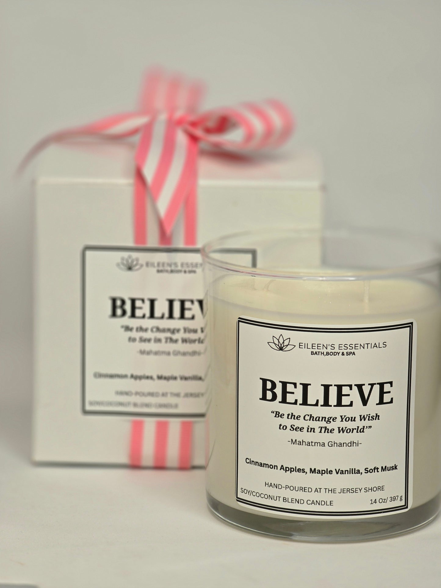 Inspirational Glass Candle; BELIEVE