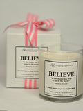 Inspirational Glass Candle; BELIEVE