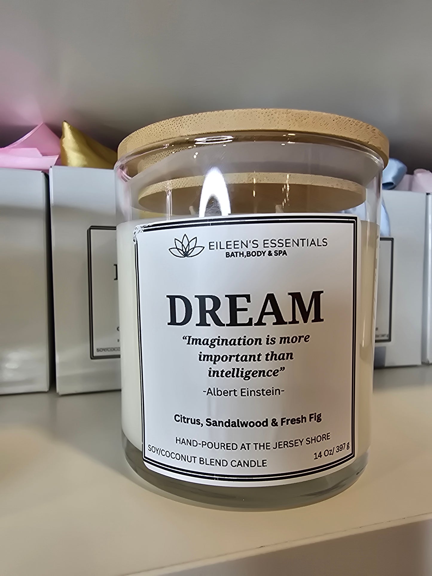 Inspirational Glass Candle; DREAM
