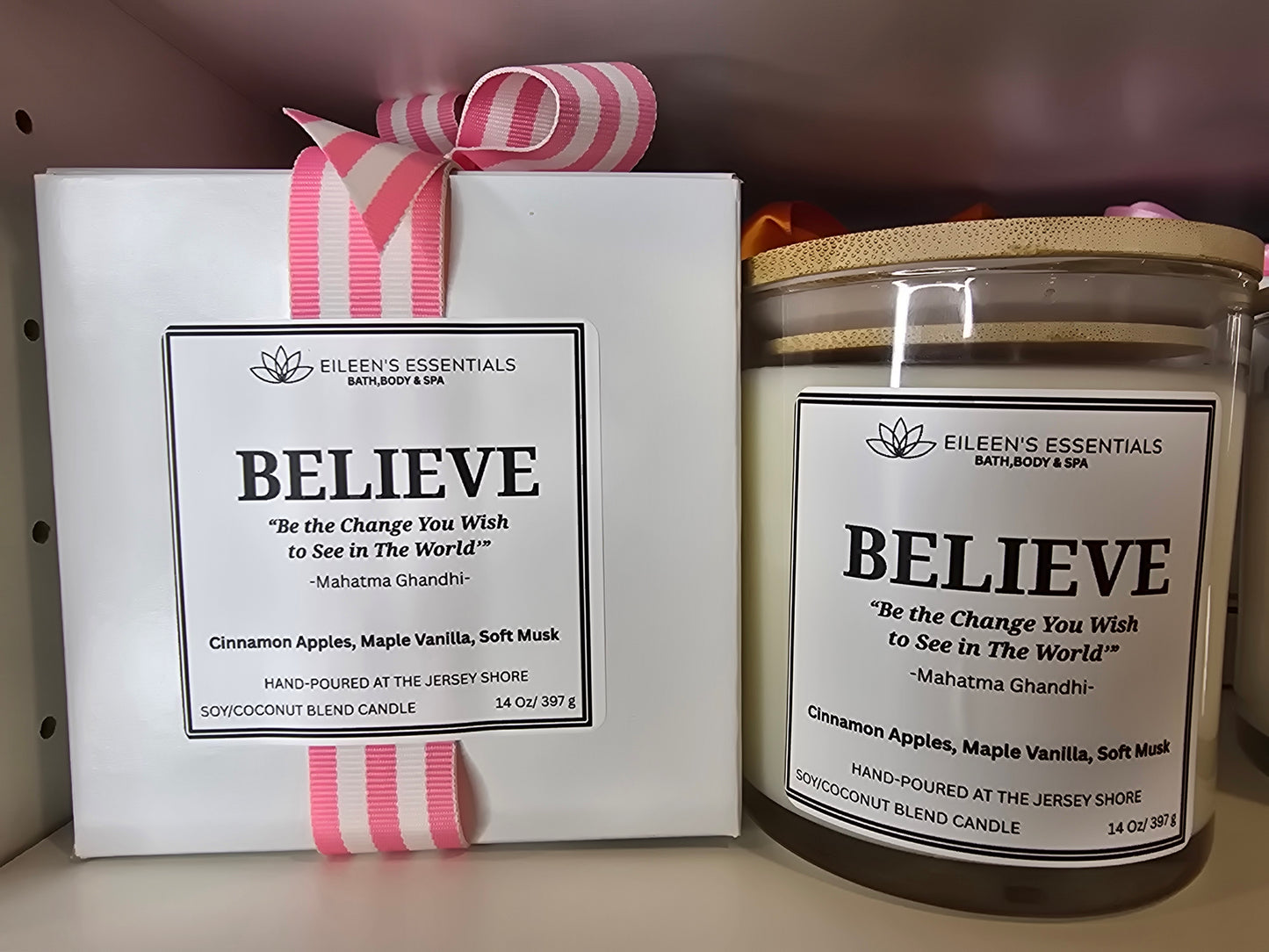 Inspirational Glass Candle; BELIEVE