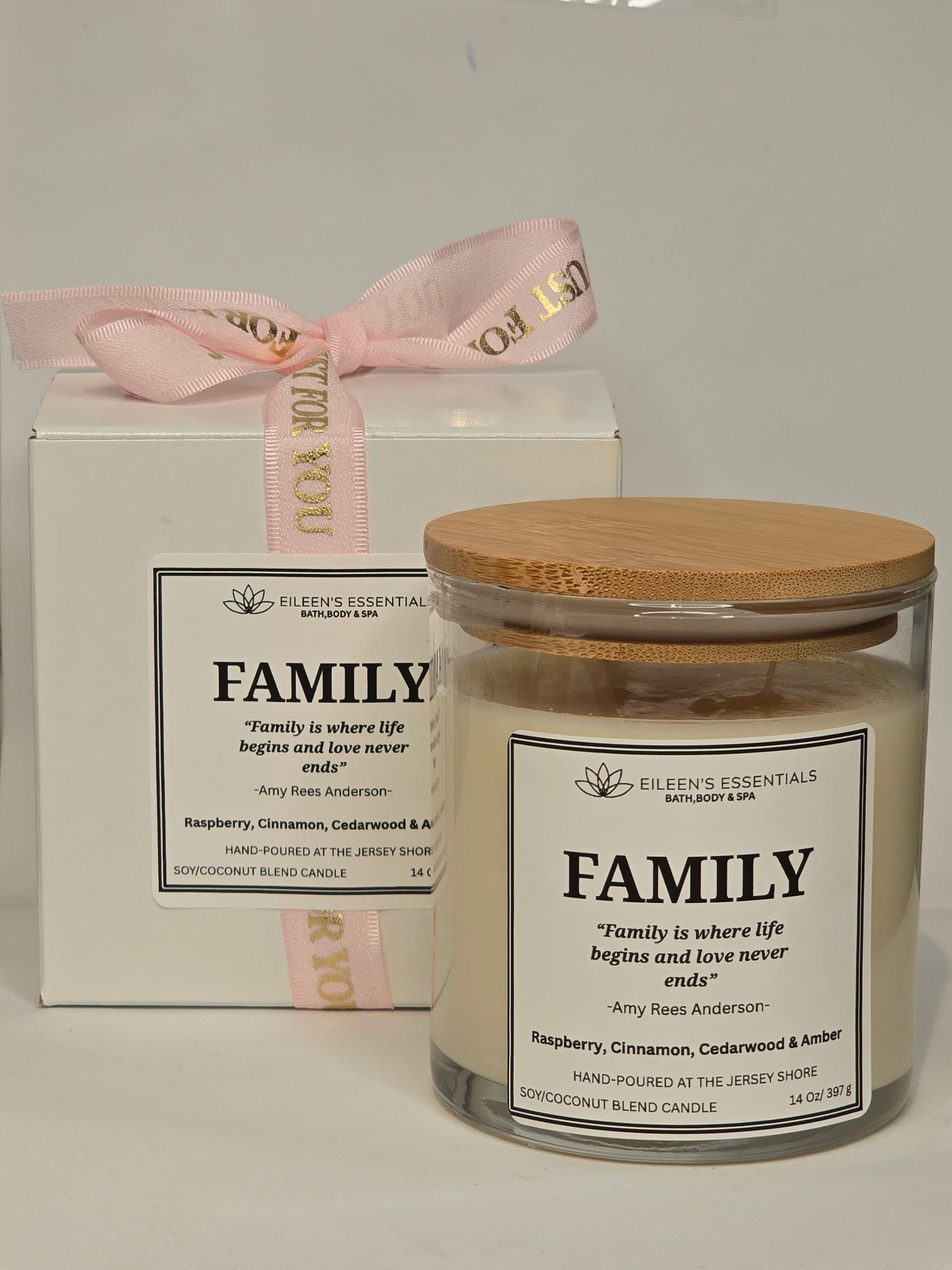 Inspirational Glass Candle; FAMILY
