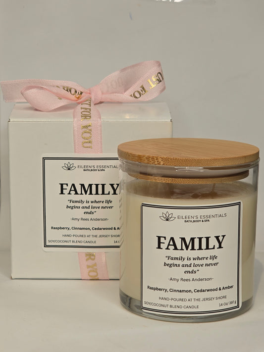 Inspirational Glass Candle; FAMILY