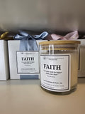 Inspirational Glass Candle; FAITH