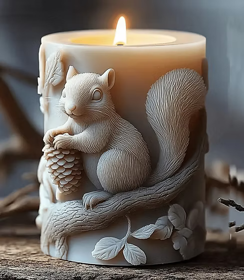 Candle; Squirrel in a Tree Candle (Two Options)