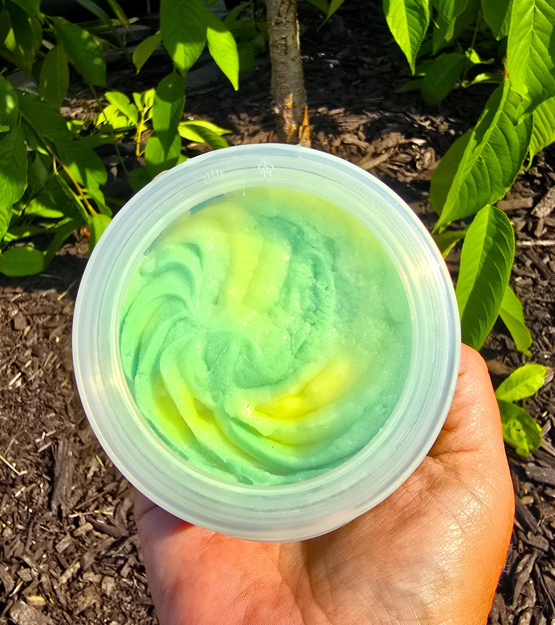 Colorful swirled whipped sugar scrub by eileen's essentials