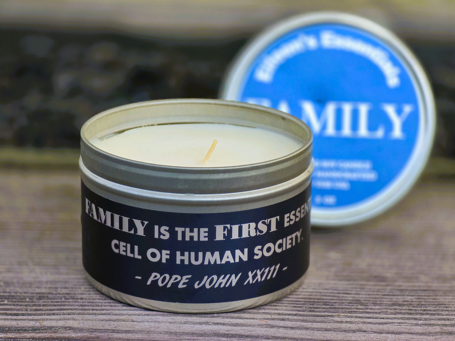Inspirational Travel (Tin) Candle; FAMILY