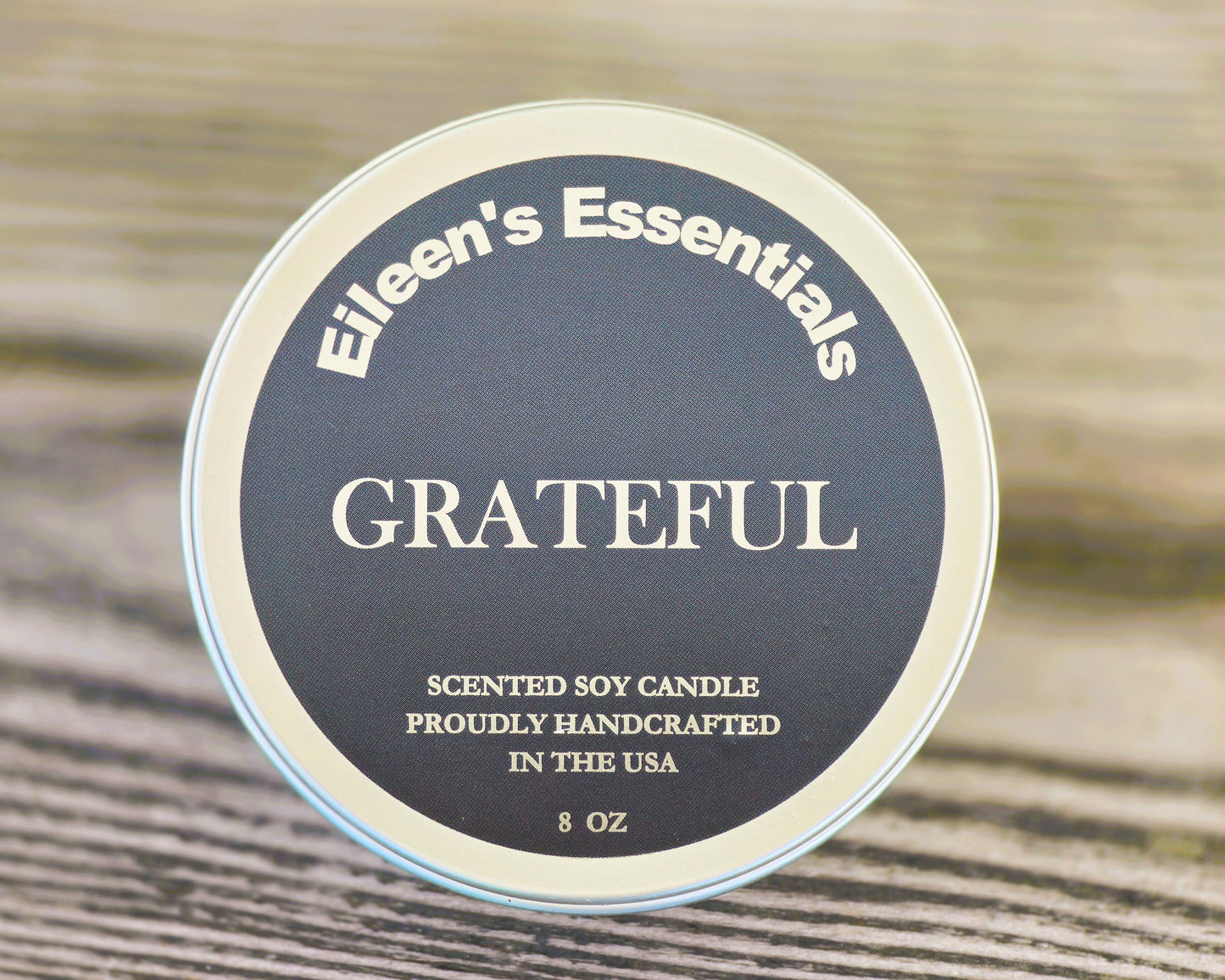 Inspirational Travel (Tin) Candle; GRATEFUL (Lilac, Water Lily, Jasmine, Cedarwood)