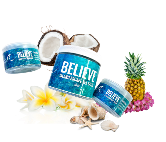Skincare Collection/Sugar Scrub; "BELIEVE" (Island Escapes; Jasmine, Peony & Coconut)
