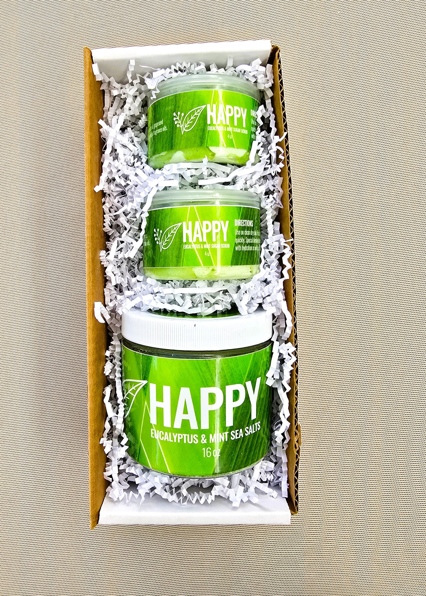 Skincare Collection/Sugar Scrub; "HAPPY" (Eucalyptus & Mint)