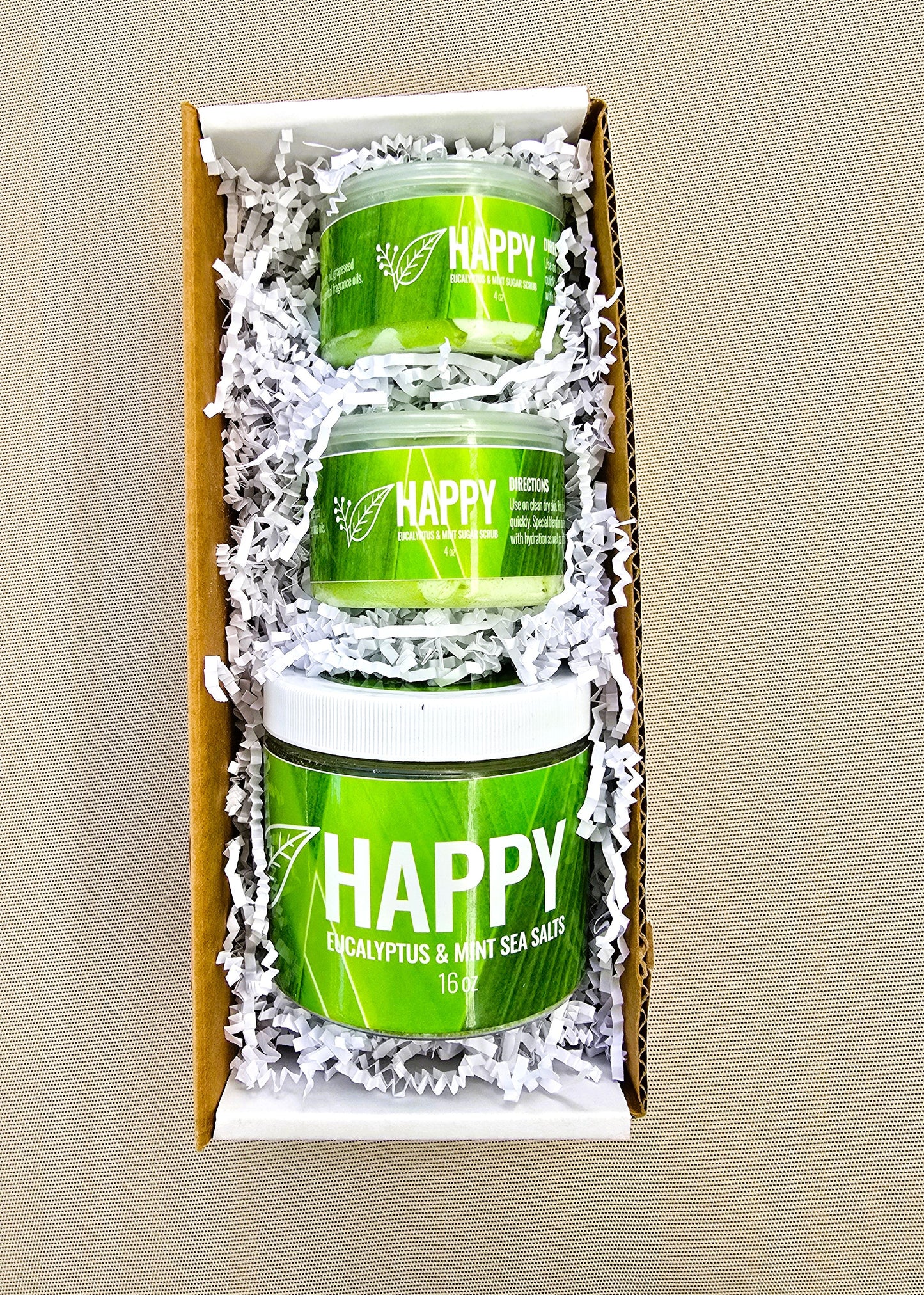 Skincare Collection/Sugar Scrub; "HAPPY" (Eucalyptus & Mint)