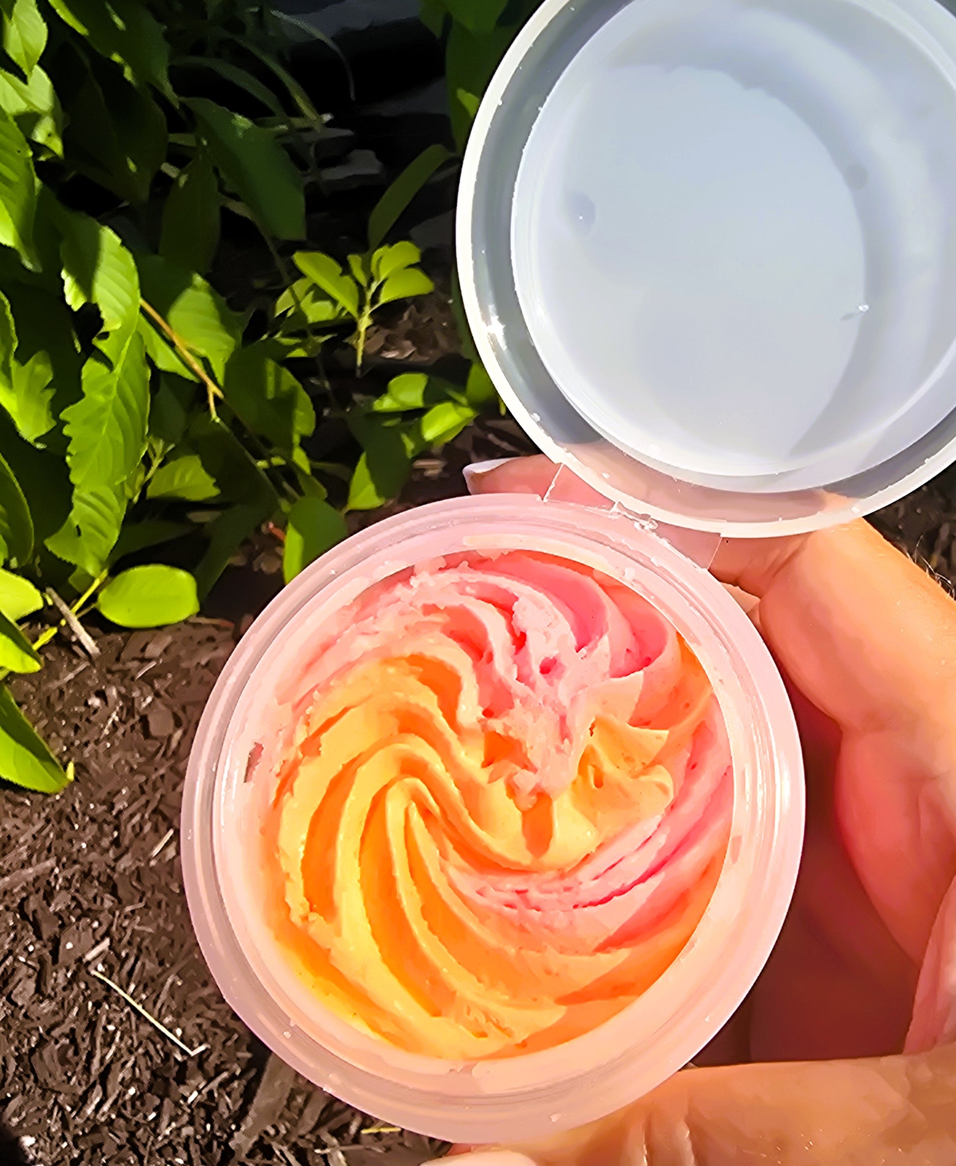 Colorful swirled whipped sugar scrub by eileen's essentials
