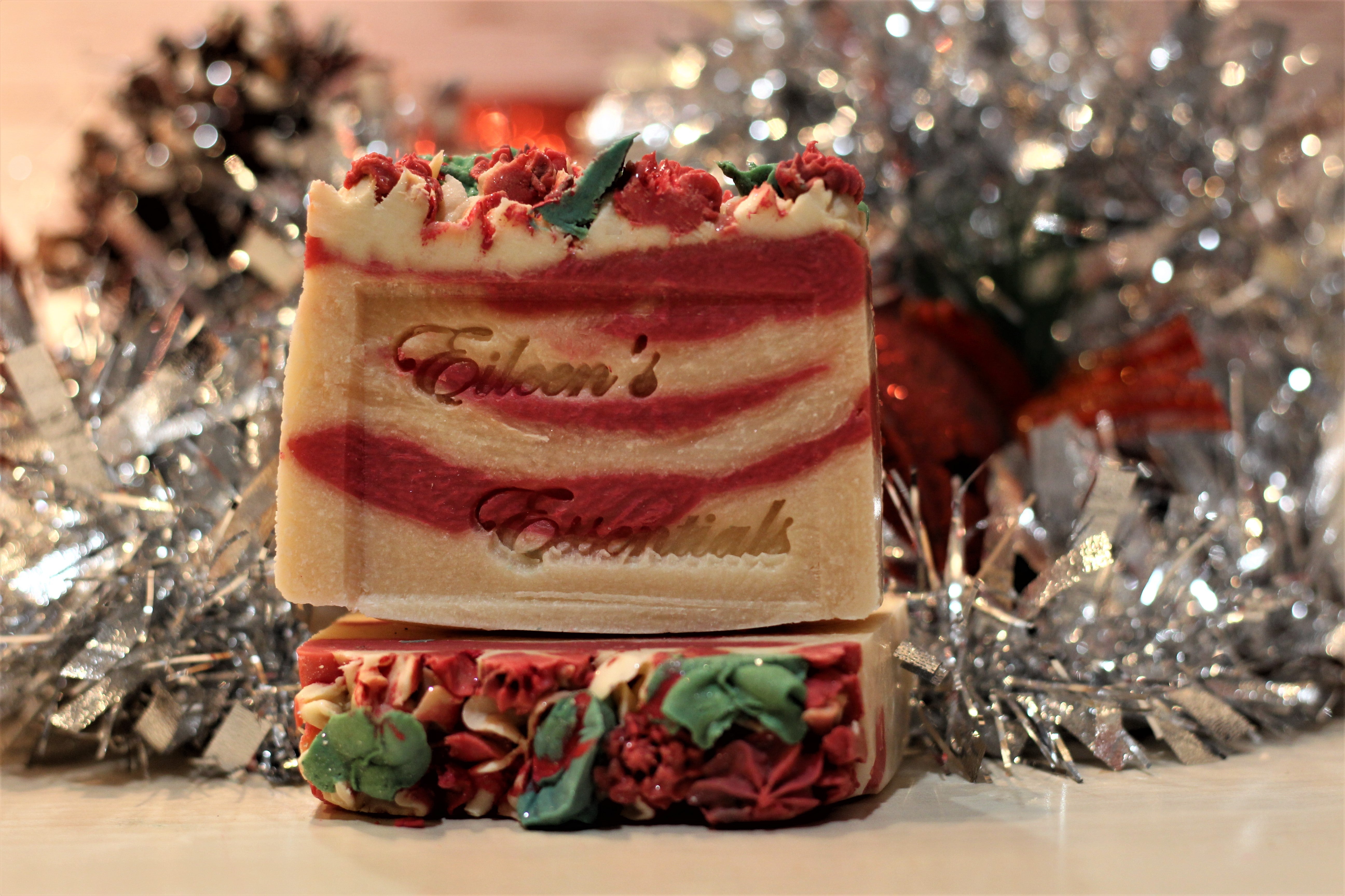 Handcrafted Artisan Holiday Soap; PURELY PEPPERMINT