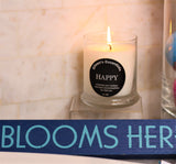 Inspirational Glass Candle; HAPPY