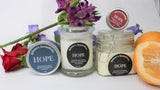 Inspirational Glass Candle; HOPE