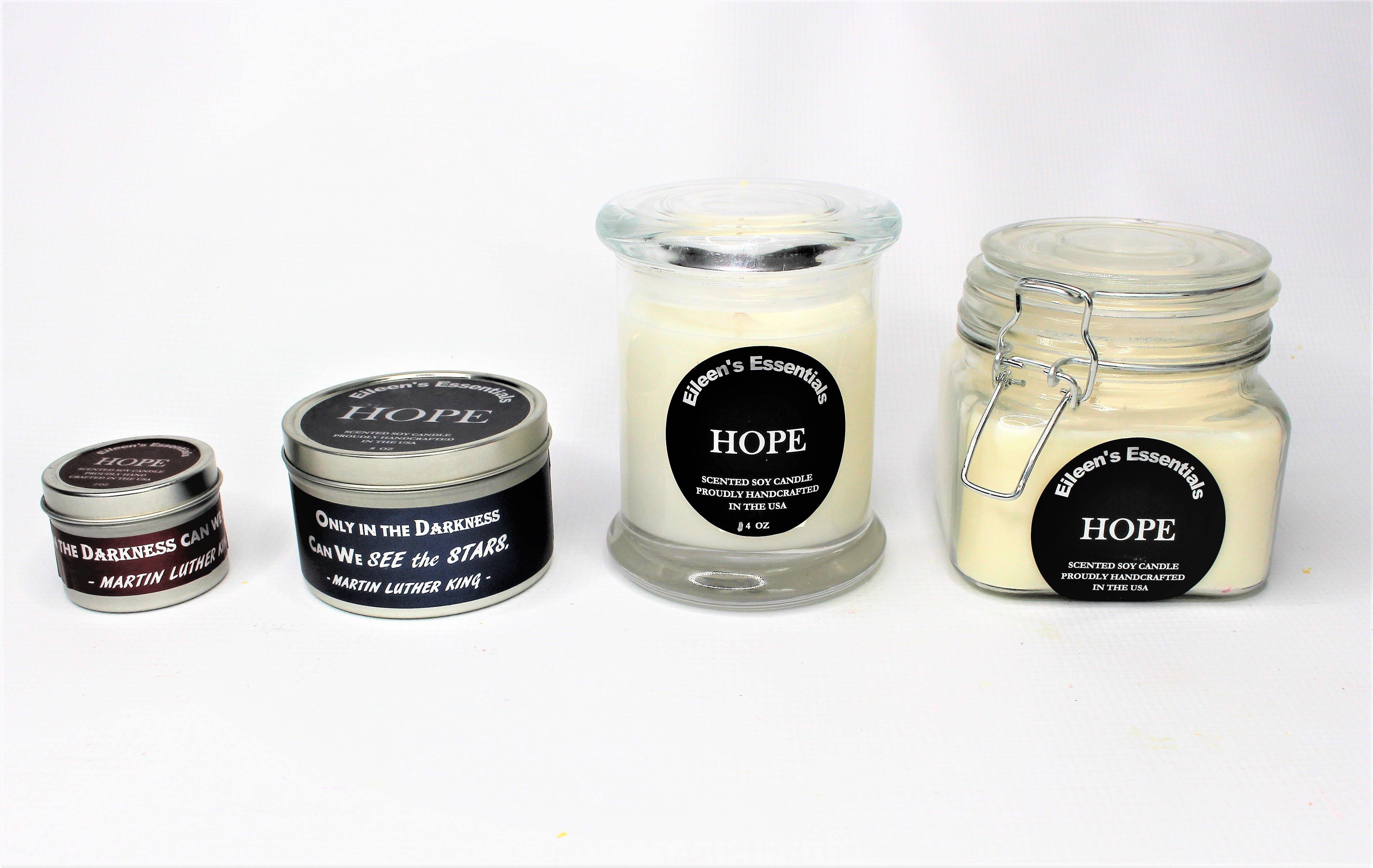 Inspirational Glass Candle; HOPE - Eileen's Essentials