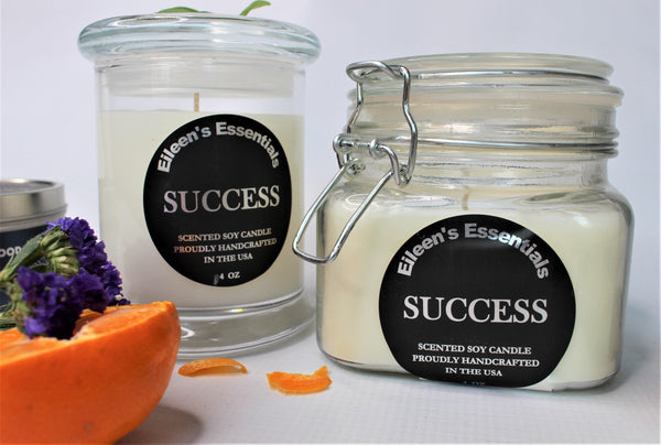Inspirational Glass Candle; SUCCESS