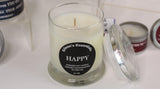 Inspirational Glass Candle; HAPPY