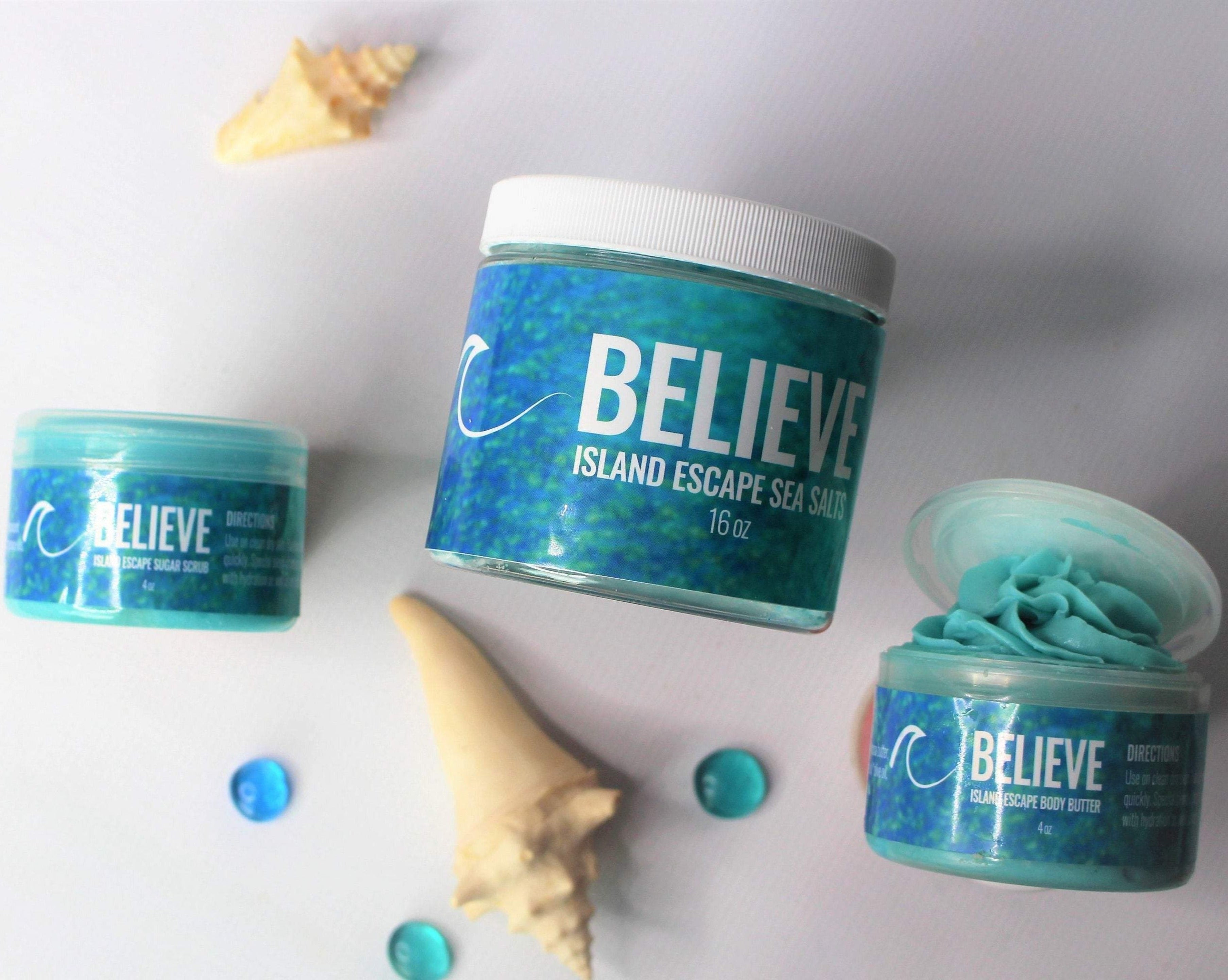Body Skin Care Collection; "BELIEVE" (Island Escapes) - Eileen's Essentials