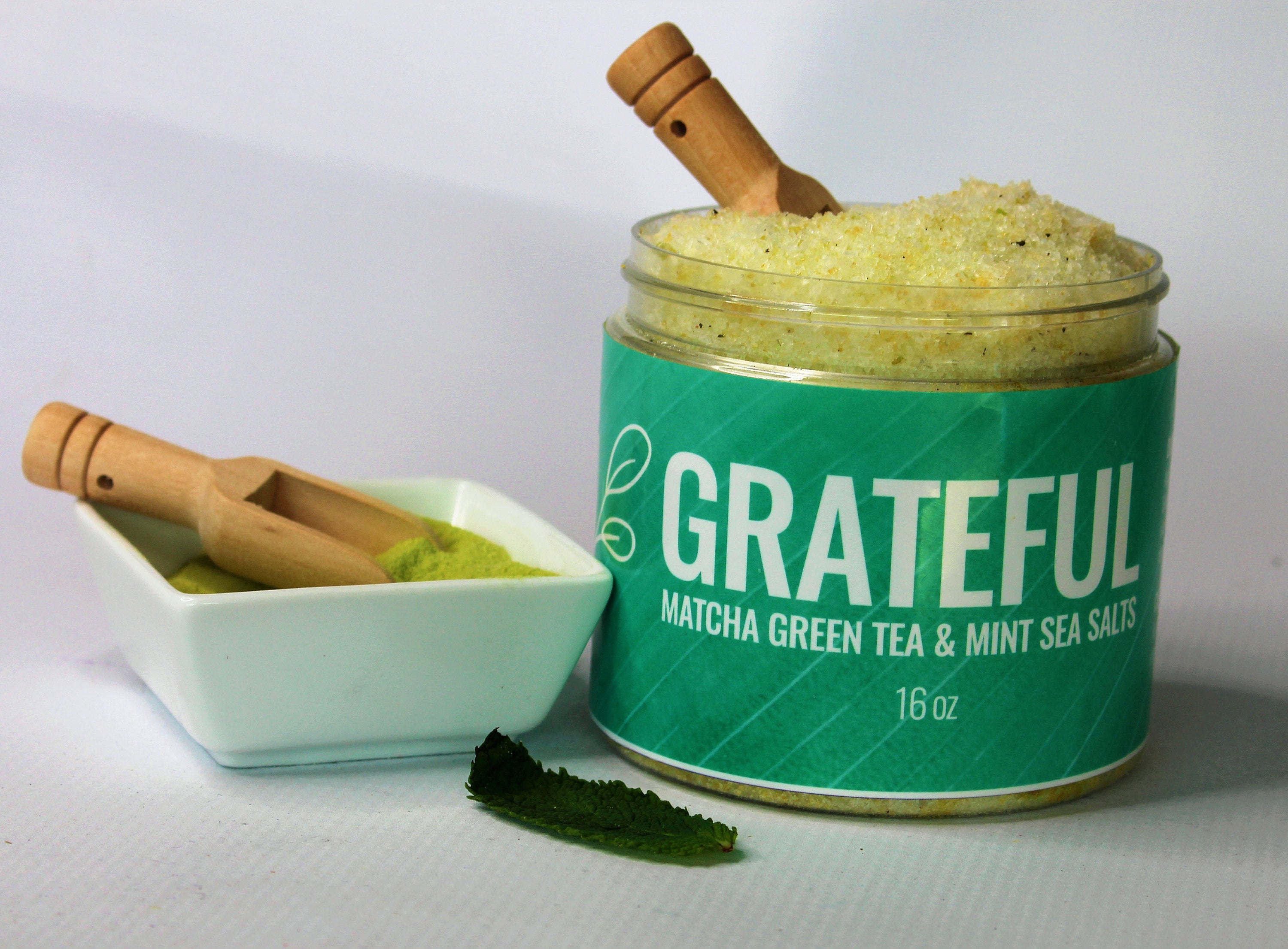 Organic Sea Salts; GRATEFUL (Matcha Green Tea & Mint) - Eileen's Essentials