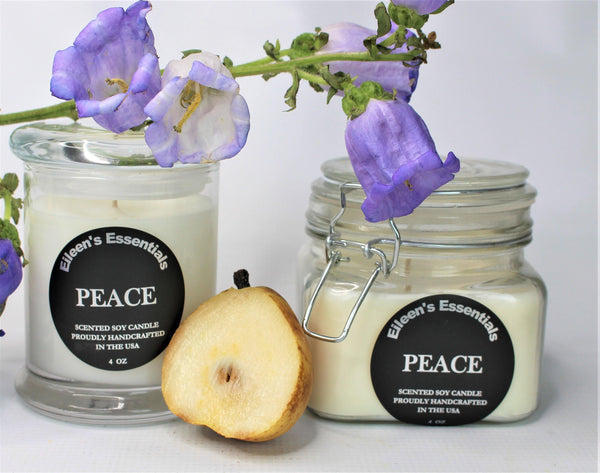 Inspirational Glass Candle; PEACE
