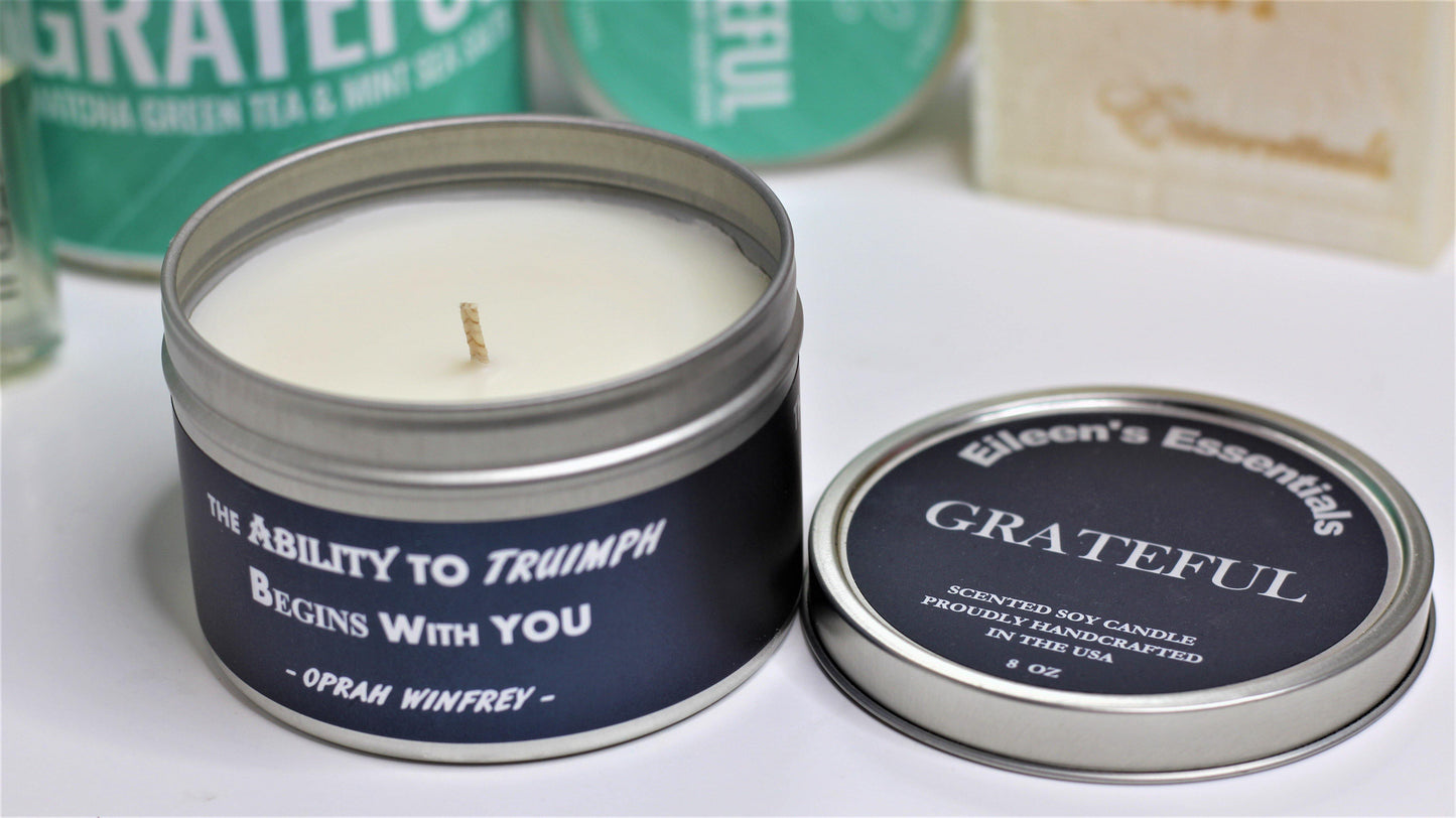 Inspirational Travel Candle; GRATEFUL - Eileen's Essentials